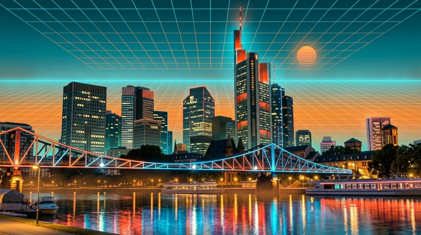 Frankfurter Skyline, retro Bearbeitung